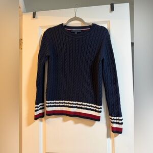 Tommy Hilfiger Navy Sweater with Red and White Accents